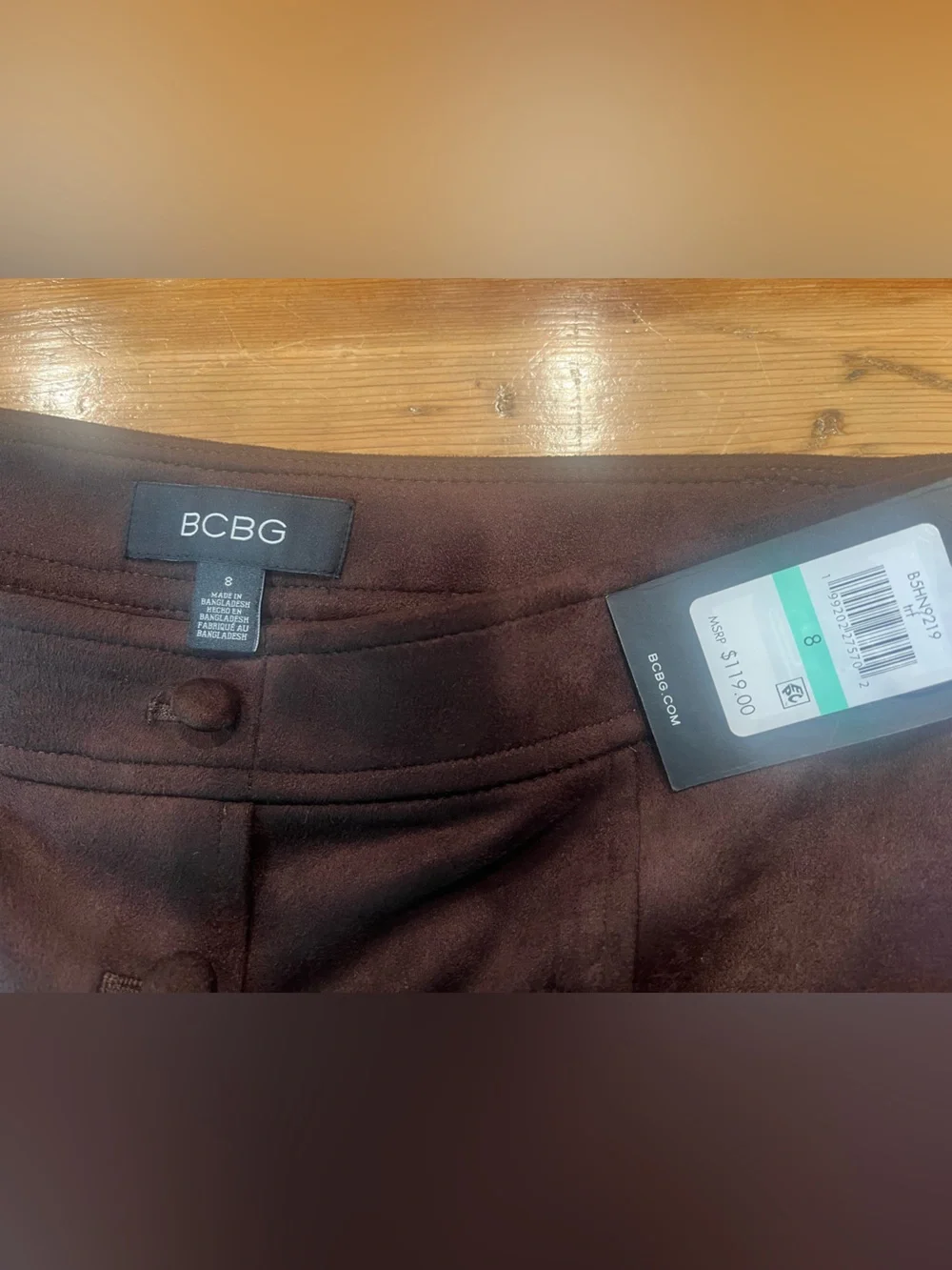 BCBG Dark Brown Scalloped Vegan Faux Suede Mini Skirt Y2K Boho Festival Preppy - Picture 9 of 11